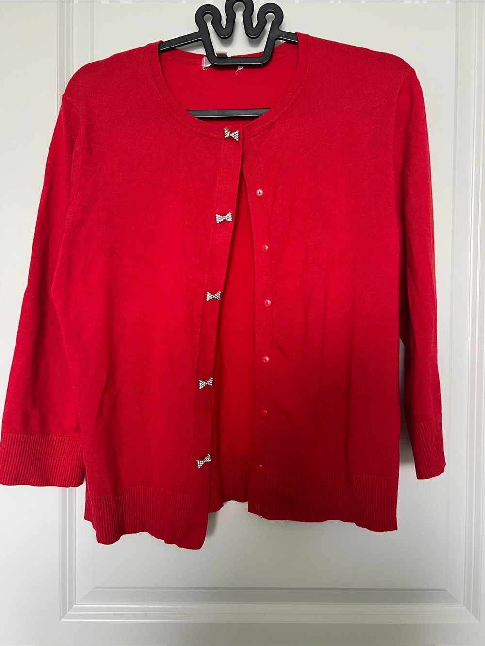 Classic Red Womens Cardigan Sweater XL